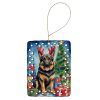 German Shepherd Christmas Reindeer Porcelain Ornament Christmas Tree Hanging Decorations for Home Christmas Holiday, Rectangle, Gift, Multicolor