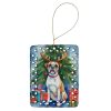 White Boxer Christmas Reindeer Porcelain Ornament Christmas Tree Hanging Decorations for Home Christmas Holiday, Rectangle, Gift, Multicolor