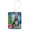 Afghan Hound Christmas Reindeer Porcelain Ornament Christmas Tree Hanging Decorations for Home Christmas Holiday, Rectangle, Gift, Multicolor