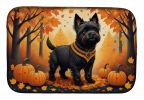 Black Cairn Terrier Fall Dish Drying Mat Absorbent Dish Drying Mat Pad for Kitchen Counter Dish Drainer Mat for Countertop, 14 x 21", Multicolor