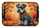 Schnauzer Fall Dish Drying Mat Absorbent Dish Drying Mat Pad for Kitchen Counter Dish Drainer Mat for Countertop, 14 x 21", Multicolor