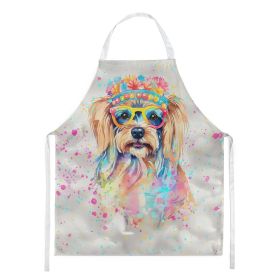 Yorkshire Terrier Hippie Dawg Apron Cooking Kitchen Server Baking Crafts Gardening for Adult Women Men, Unisex, Large, Multicolor