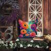 Colorful Dahlias Throw Pillow Machine Washable, Indoor Outdoor Decorative Pillow for Couch, Bed or Patio, 14Hx14W