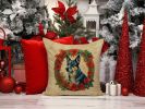 Australian Cattle Dog Christmas Flowers Throw Pillow Machine Washable, Indoor Outdoor Decorative Pillow for Couch, Bed or Patio, 14Hx14W