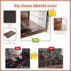 Dog Crate Furniture with Cushion, Wooden Dog Crate Table, Double-Doors Dog Furniture, Dog Kennel Indoor for Small/Medium