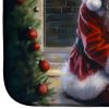 Westie and Santa Claus Dish Drying Mat Absorbent Dish Drying Mat Pad for Kitchen Counter Dish Drainer Mat for Countertop, 14 x 21", Multicolor