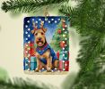 Welsh Terrier Christmas Reindeer Porcelain Ornament Christmas Tree Hanging Decorations for Home Christmas Holiday, Rectangle, Gift, Multicolor