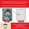 White Toy Poodle Christmas Reindeer Porcelain Ornament Christmas Tree Hanging Decorations for Home Christmas Holiday, Rectangle, Gift, Multicolor