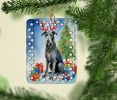 Scottish Deerhound Christmas Reindeer Porcelain Ornament Christmas Tree Hanging Decorations for Home Christmas Holiday, Rectangle, Gift, Multicolor