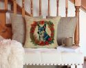 Australian Cattle Dog Christmas Flowers Throw Pillow Machine Washable, Indoor Outdoor Decorative Pillow for Couch, Bed or Patio, 14Hx14W