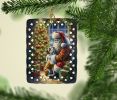 English Bulldog and Santa Claus Porcelain Ornament Christmas Tree Hanging Decorations for Home Christmas Holiday, Rectangle, Gift, Multicolor