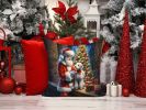 Bedlington Terrier and Santa Claus Throw Pillow Machine Washable, Indoor Outdoor Decorative Pillow for Couch, Bed or Patio, 14Hx14W