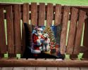 Bedlington Terrier and Santa Claus Throw Pillow Machine Washable, Indoor Outdoor Decorative Pillow for Couch, Bed or Patio, 14Hx14W