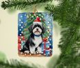 Havanese Christmas Reindeer Porcelain Ornament Christmas Tree Hanging Decorations for Home Christmas Holiday, Rectangle, Gift, Multicolor