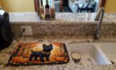 Black Cairn Terrier Fall Dish Drying Mat Absorbent Dish Drying Mat Pad for Kitchen Counter Dish Drainer Mat for Countertop, 14 x 21", Multicolor