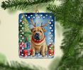 Shar Pei Christmas Reindeer Porcelain Ornament Christmas Tree Hanging Decorations for Home Christmas Holiday, Rectangle, Gift, Multicolor