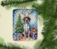 Pointer Christmas Reindeer Porcelain Ornament Christmas Tree Hanging Decorations for Home Christmas Holiday, Rectangle, Gift, Multicolor