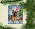 Bullmastiff Christmas Reindeer Porcelain Ornament Christmas Tree Hanging Decorations for Home Christmas Holiday, Rectangle, Gift, Multicolor