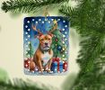 Pit Bull Terrier Christmas Reindeer Porcelain Ornament Christmas Tree Hanging Decorations for Home Christmas Holiday, Rectangle, Gift, Multicolor