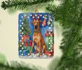 Rhodesian Ridgeback Christmas Reindeer Porcelain Ornament Christmas Tree Hanging Decorations for Home Christmas Holiday, Rectangle, Gift, Multicolor
