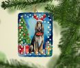 Afghan Hound Christmas Reindeer Porcelain Ornament Christmas Tree Hanging Decorations for Home Christmas Holiday, Rectangle, Gift, Multicolor