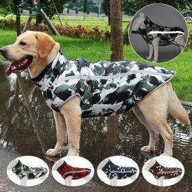 Winter windproof dog warm clothing; dog jacket; dog reflective clothes (Color: Blue grid, size: S)