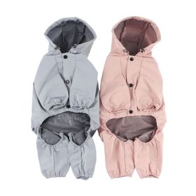 Pet dog clothing waterproof breathable reflective clothing small dog raincoat; Light reflecting strip (Color: Pink, size: S)