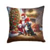 Bernese Mountain Dog and Santa Claus Throw Pillow Machine Washable, Indoor Outdoor Decorative Pillow for Couch, Bed or Patio, 14Hx14W