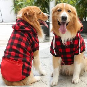 Plaid Dog Hoodie Pet Clothes Sweaters with Hat and Pocket Christmas Classic Plaid Small Medium Dogs Dog Costumes (Color: Zipper pocket coat with red and black plaids, size: XL (chest circumference 52, back length 40cm))