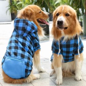 Plaid Dog Hoodie Pet Clothes Sweaters with Hat and Pocket Christmas Classic Plaid Small Medium Dogs Dog Costumes (Color: Zipper pocket coat blue black plaid, size: M (chest circumference 42, back length 30cm))
