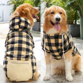 Plaid Dog Hoodie Pet Clothes Sweaters with Hat and Pocket Christmas Classic Plaid Small Medium Dogs Dog Costumes (Color: Zipper pocket coat beige black, size: XL (chest circumference 52, back length 40cm))