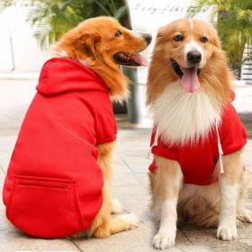 Plaid Dog Hoodie Pet Clothes Sweaters with Hat and Pocket Christmas Classic Plaid Small Medium Dogs Dog Costumes (Color: Big dog zipper pocket sweater pure red, size: S (chest circumference 37, back length 25cm))