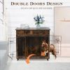 38.4" Wooden Dog Crate Furniture Decorative Pet Cage Dog Kennel with 2 Drawers