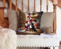 Bernese Mountain Dog and Santa Claus Throw Pillow Machine Washable, Indoor Outdoor Decorative Pillow for Couch, Bed or Patio, 14Hx14W
