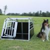 Double Doors Pet Car Transport Cage Aluminium Puppy Travel Crate Box Trapezoidal Kennel Dog Cat Carrier Cage
