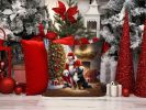 Bernese Mountain Dog and Santa Claus Throw Pillow Machine Washable, Indoor Outdoor Decorative Pillow for Couch, Bed or Patio, 14Hx14W