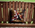 Bernese Mountain Dog and Santa Claus Throw Pillow Machine Washable, Indoor Outdoor Decorative Pillow for Couch, Bed or Patio, 14Hx14W